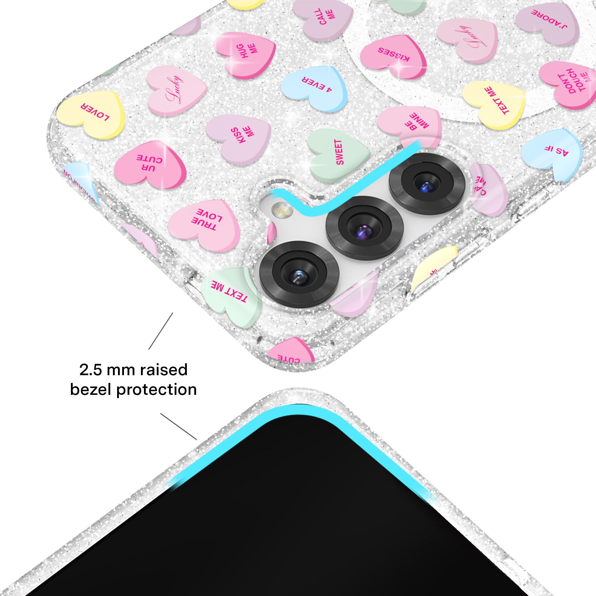 Sweet Hearts Glitter Samsung Case