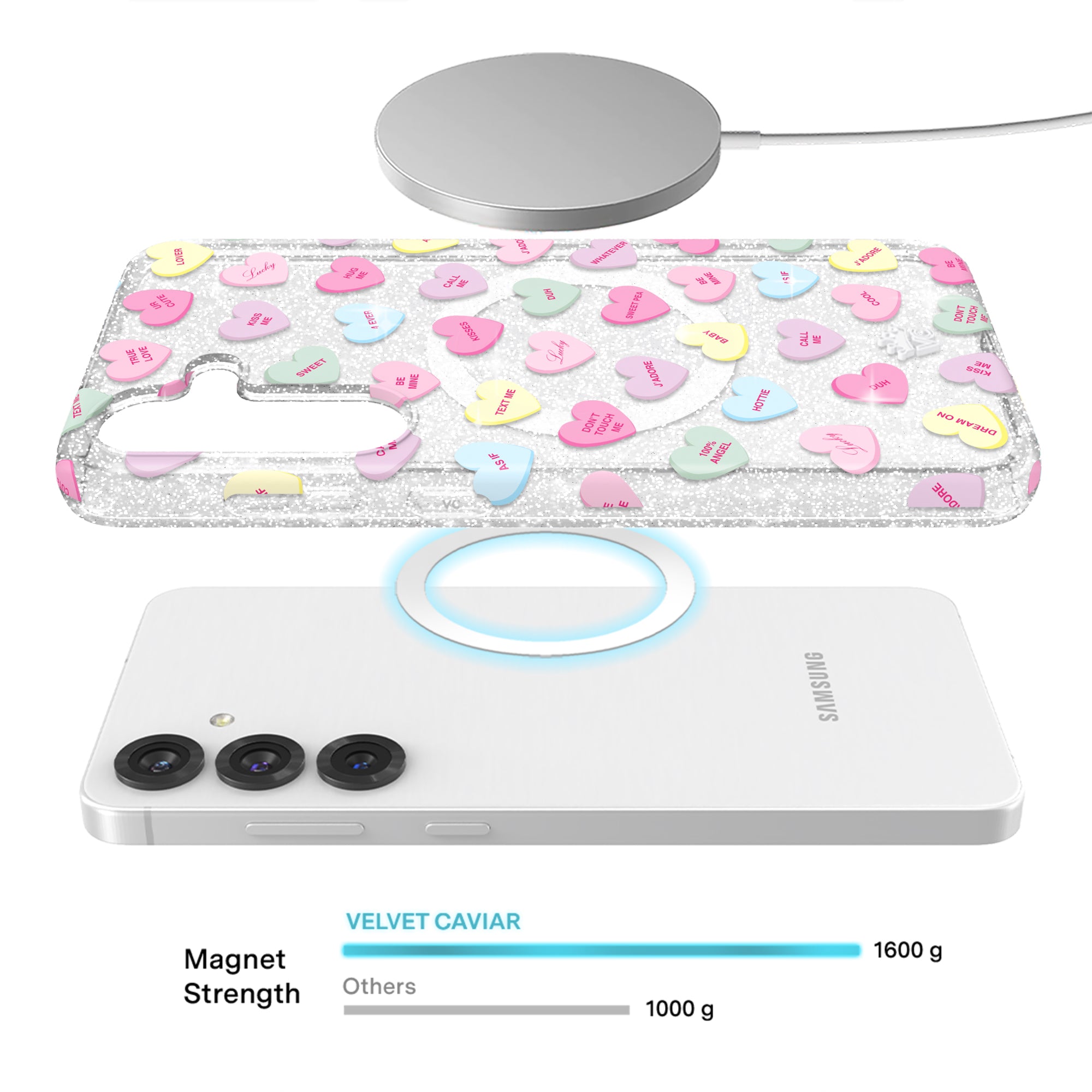 Sweet Hearts Glitter Samsung Case