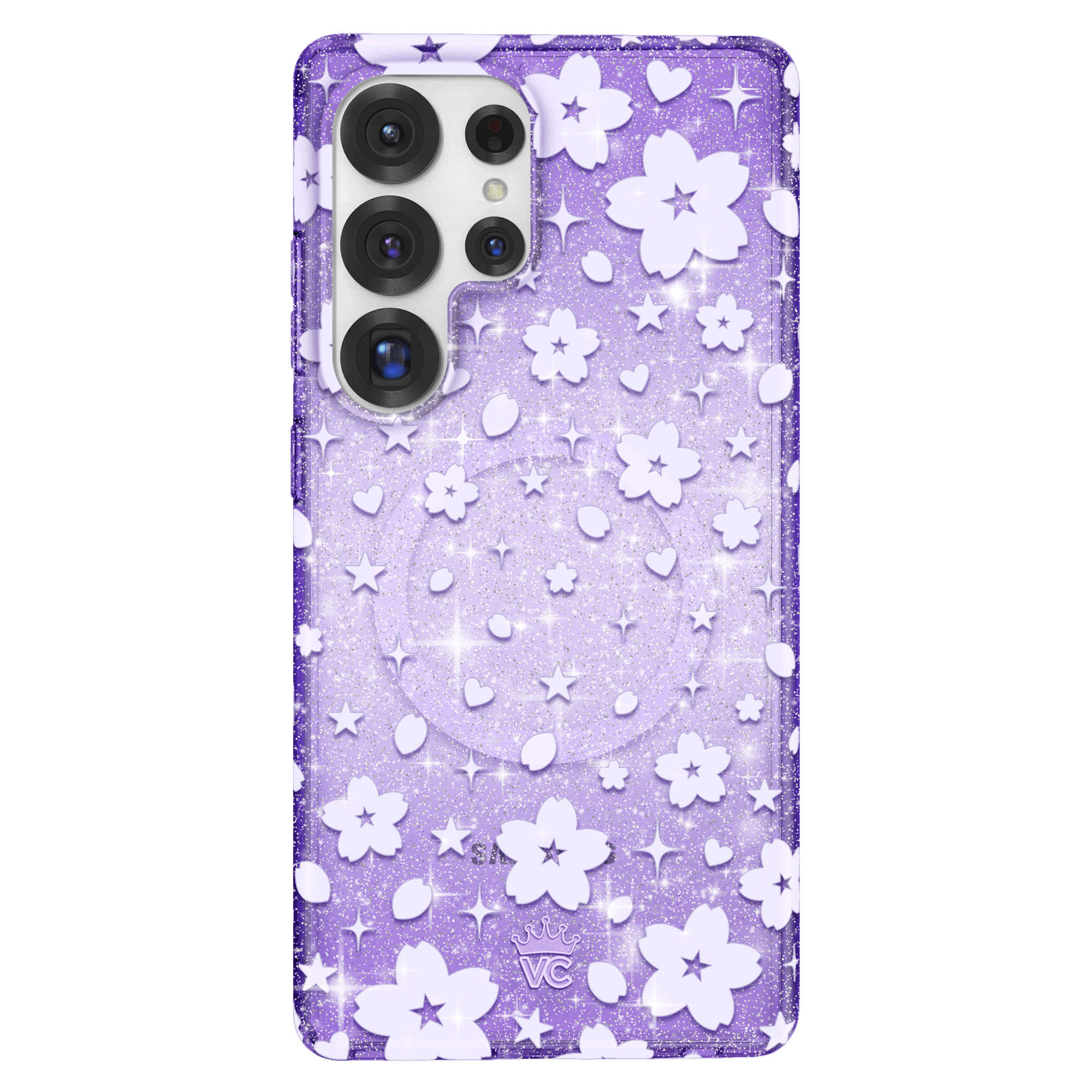 Lavender Cherry Blossom Glitter Samsung Case
