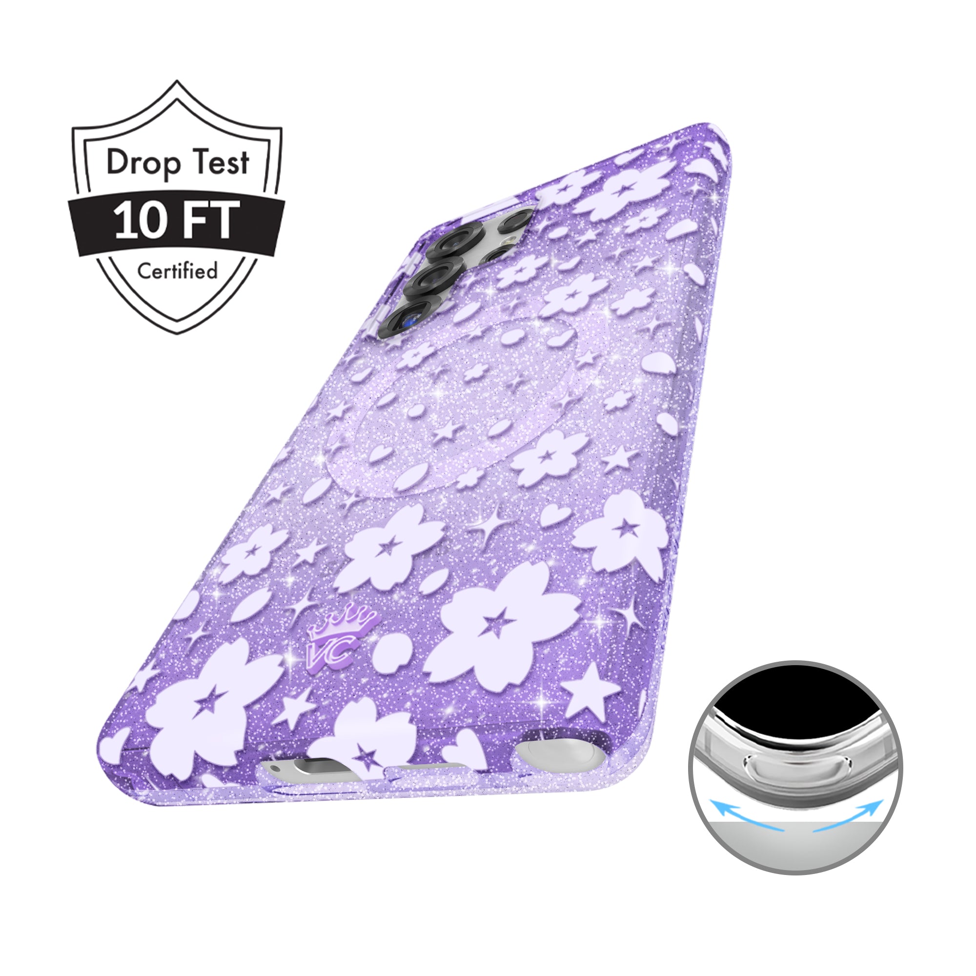 Lavender Cherry Blossom Glitter Samsung Case