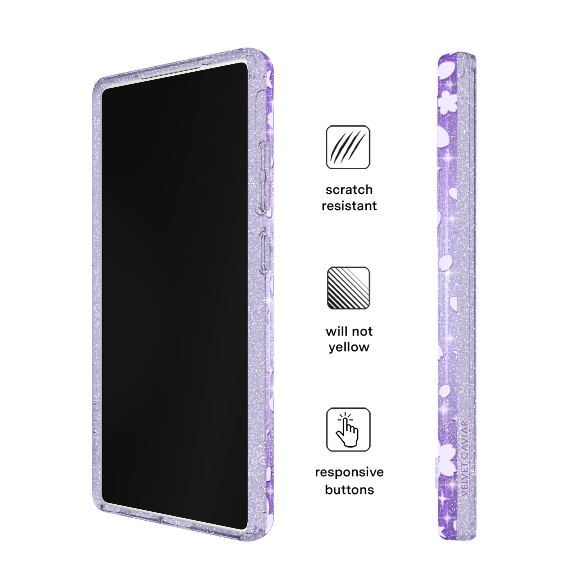 Lavender Cherry Blossom Glitter Samsung Case