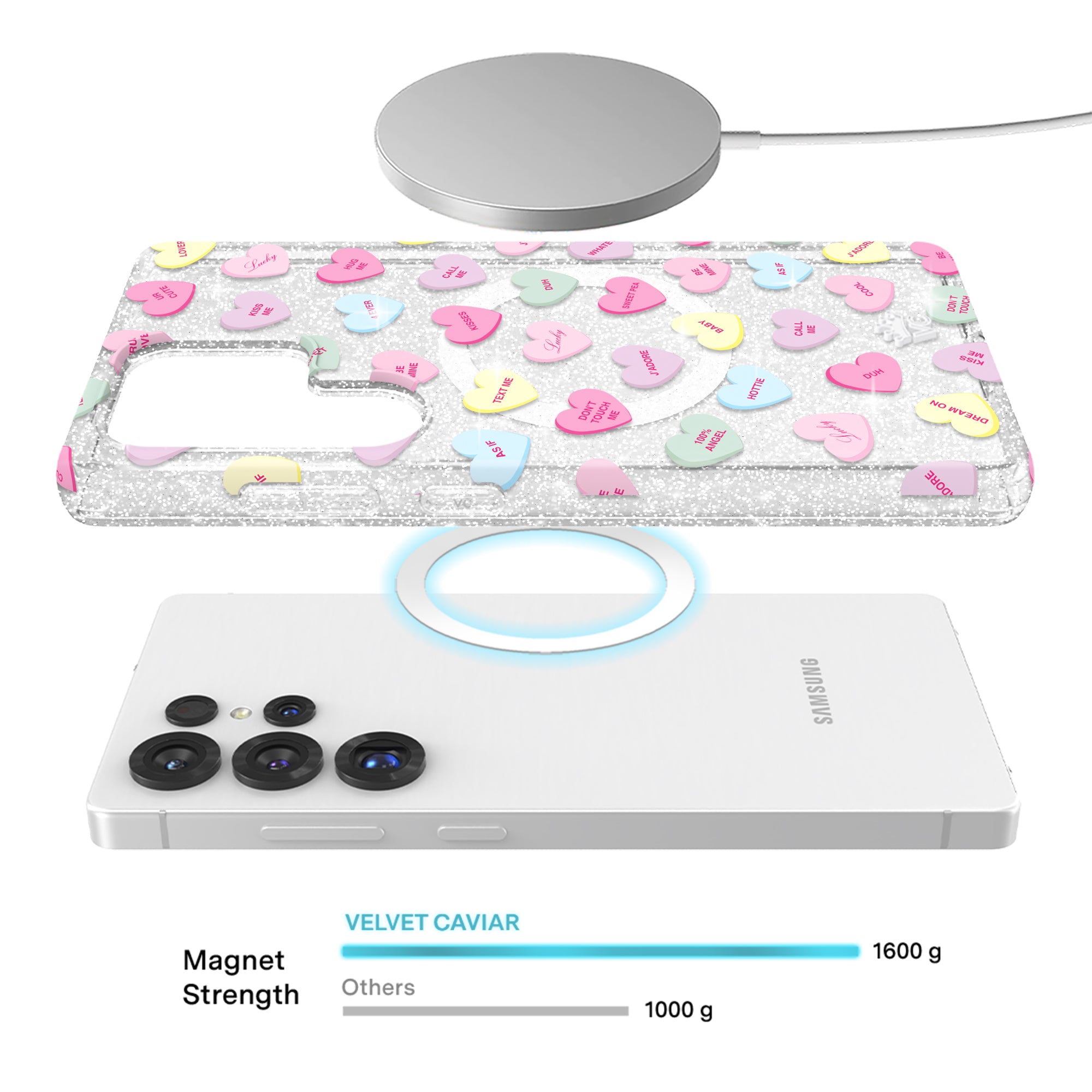 Sweet Hearts Glitter Samsung Case