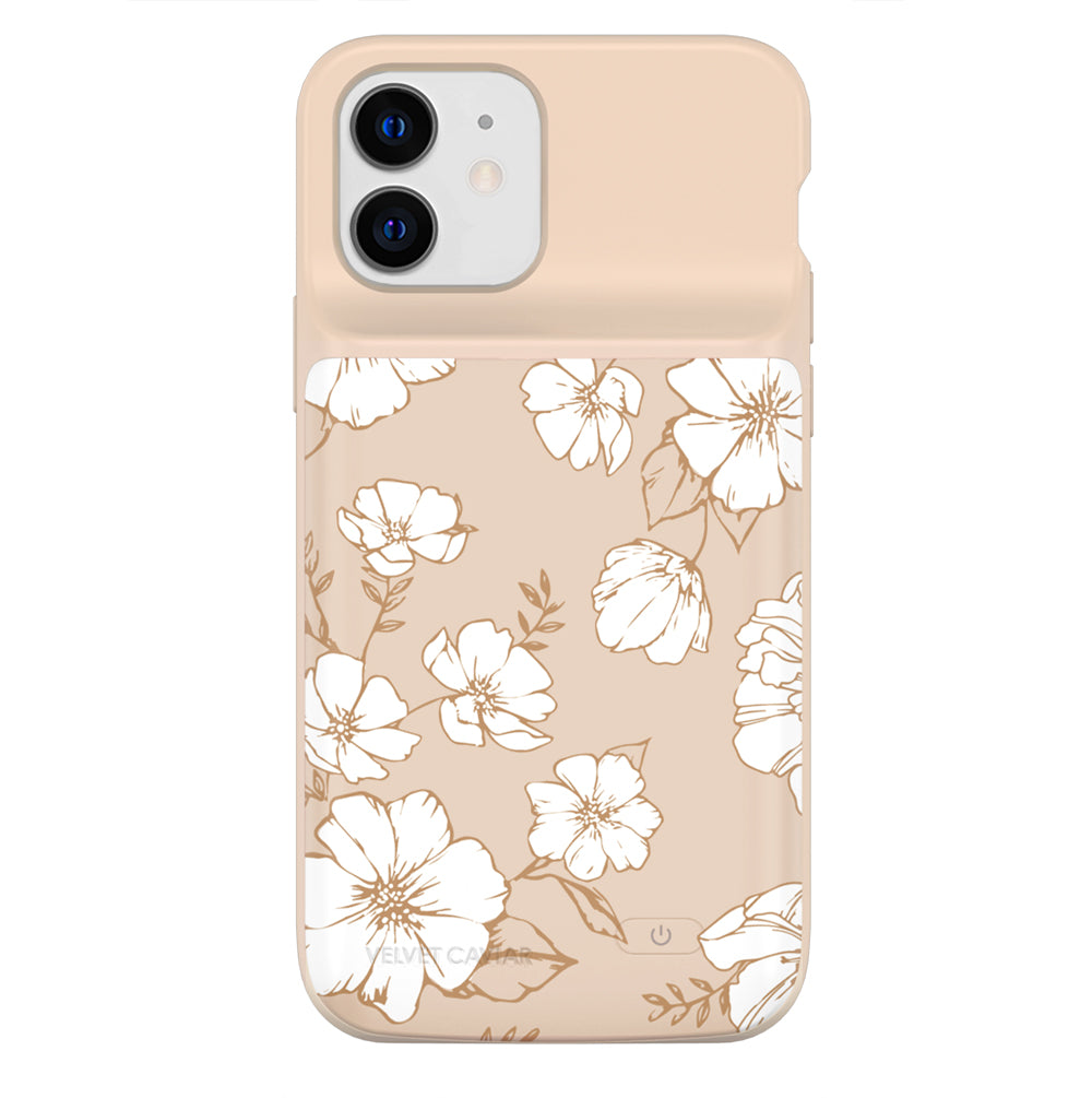 White Floral iPhone Charging Case