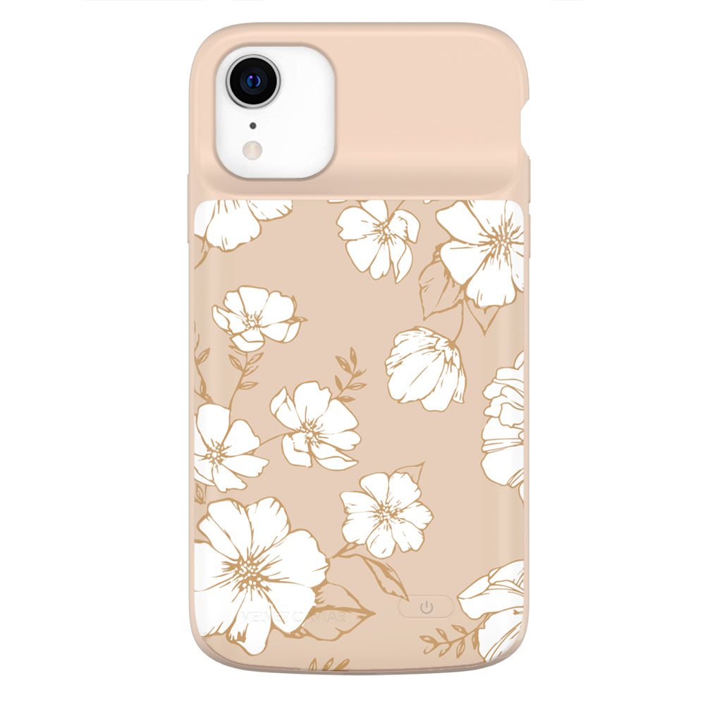 White Floral iPhone Charging Case