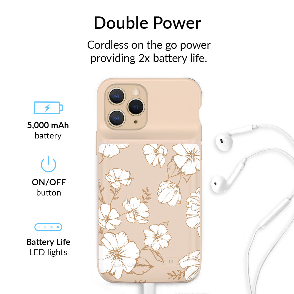 White Floral iPhone Charging Case