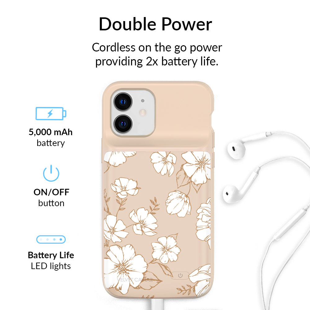 White Floral iPhone Charging Case