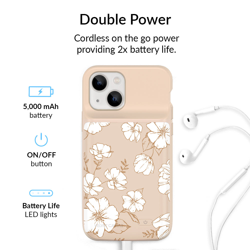 White Floral iPhone Charging Case