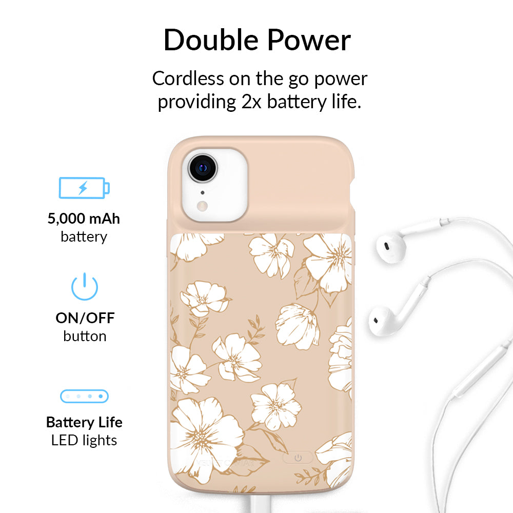 White Floral iPhone Charging Case