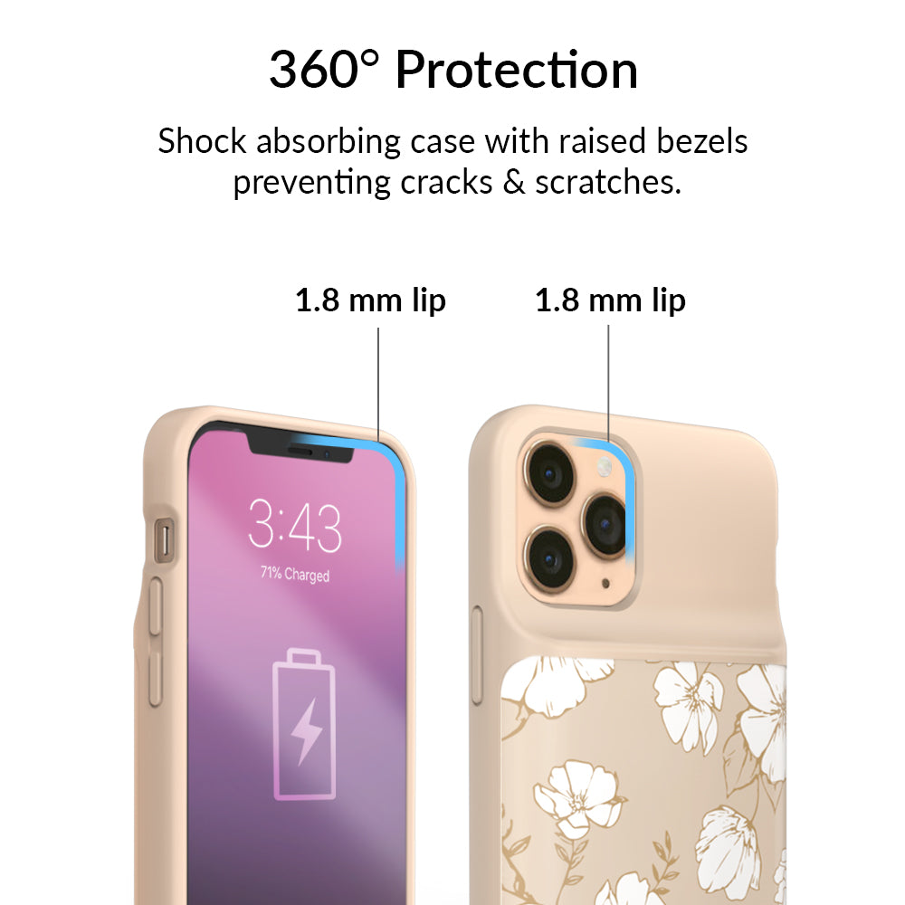 White Floral iPhone Charging Case