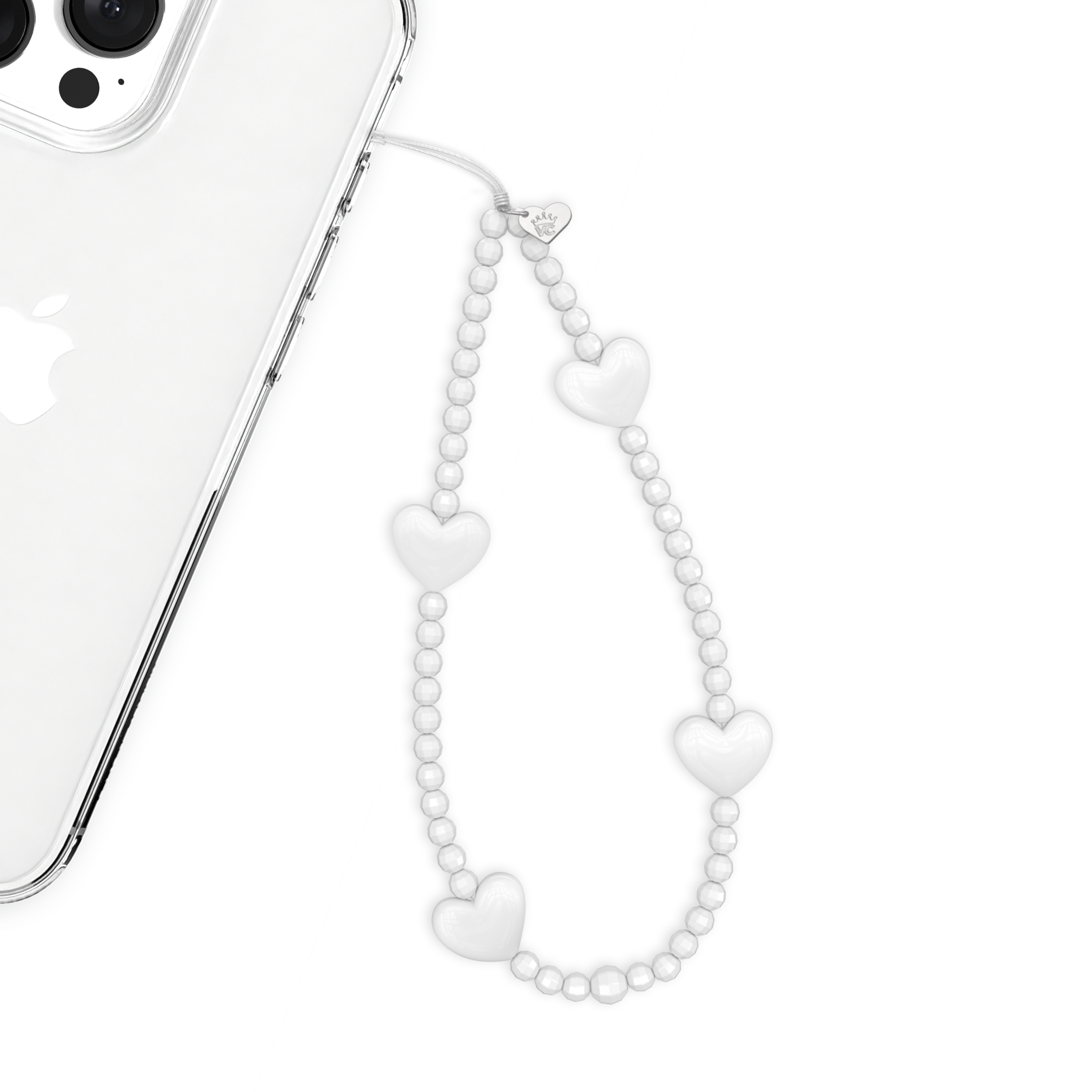 White Heart Phone Charm