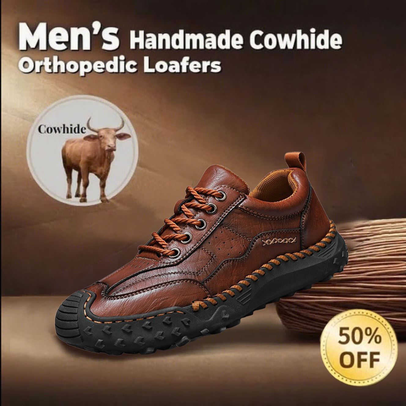 ⏰ 50% off -Men's genuine leather non-slip orthopedic shoes