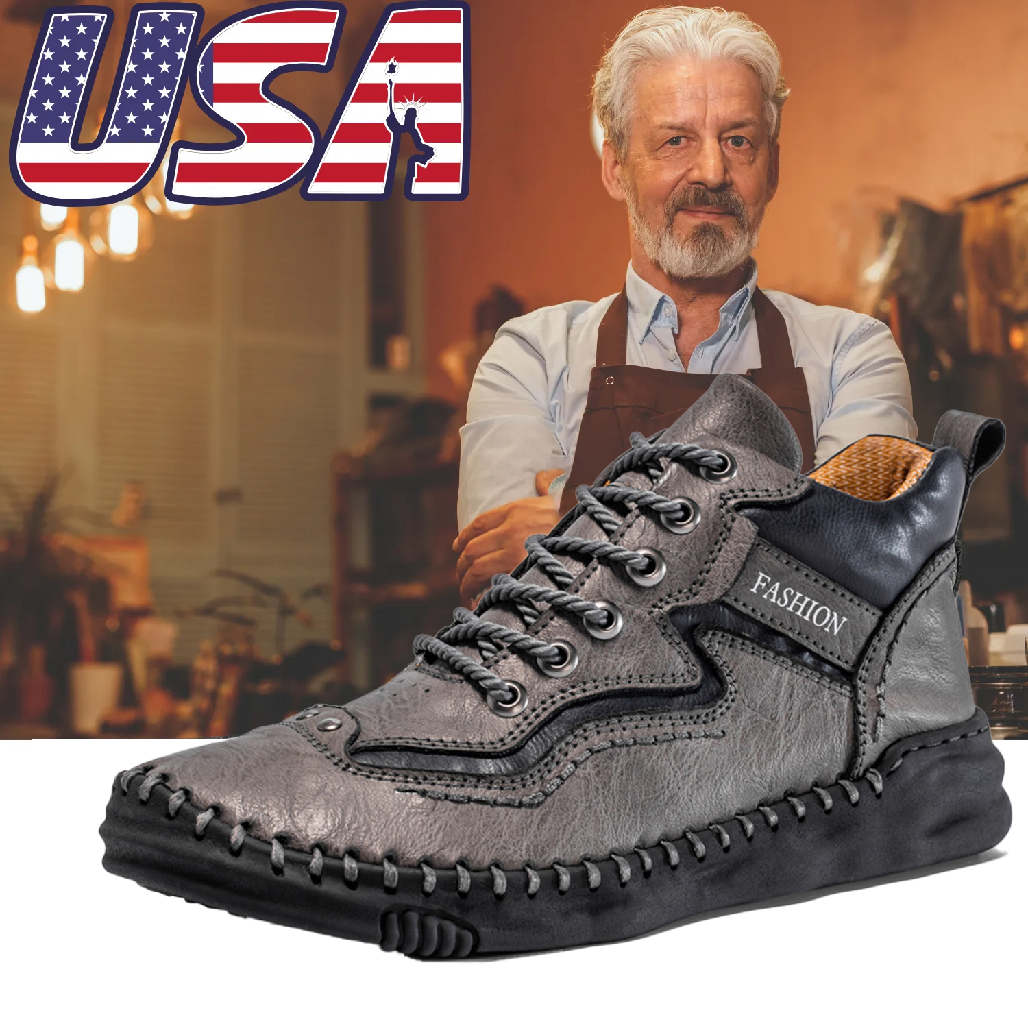 ⏰Limited Time Sale 70% OFF-Men's comfortable non-slip leather shoes with arch support and hand-sewn