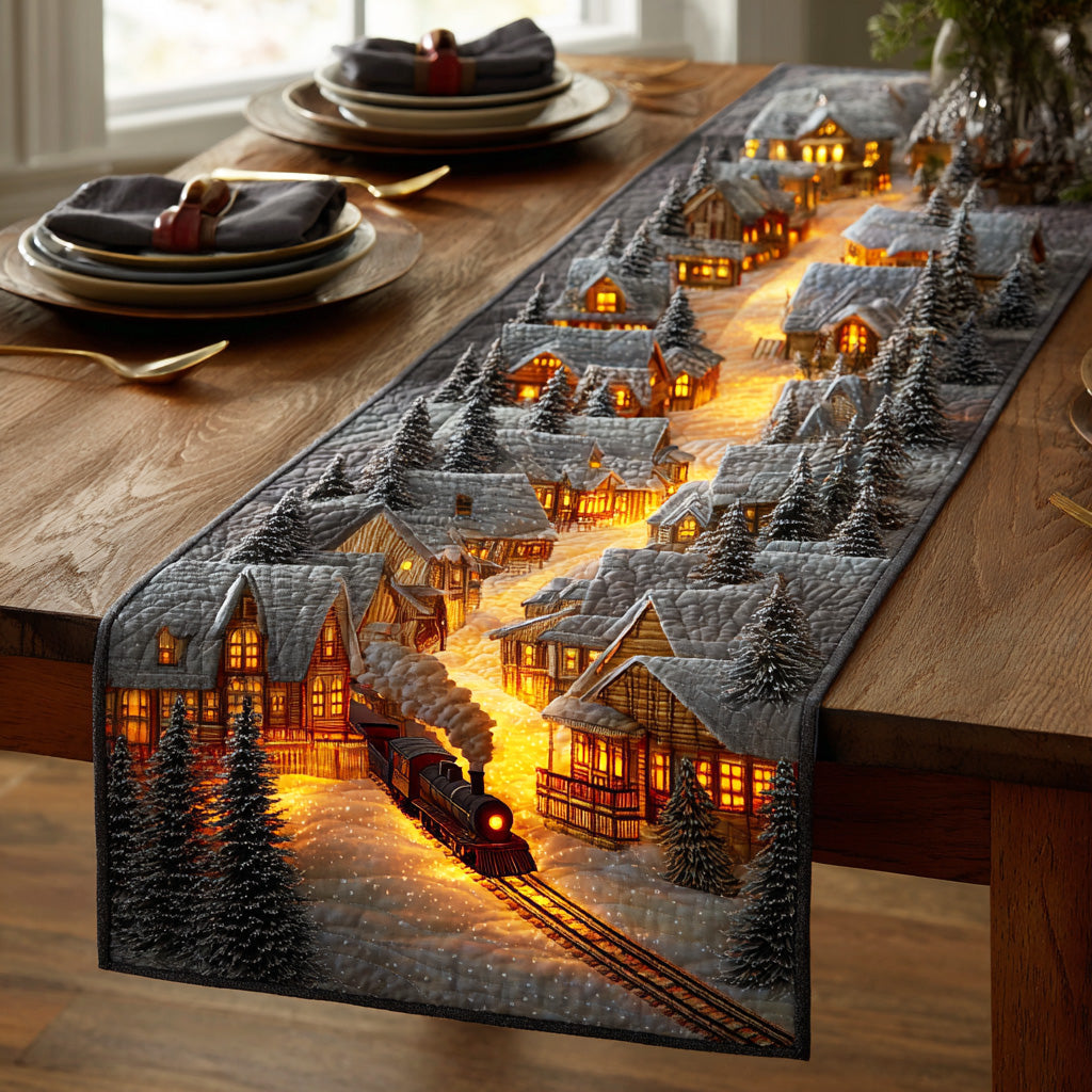 Crystal Snowfield Quilted Table Runner NCU0TD1713