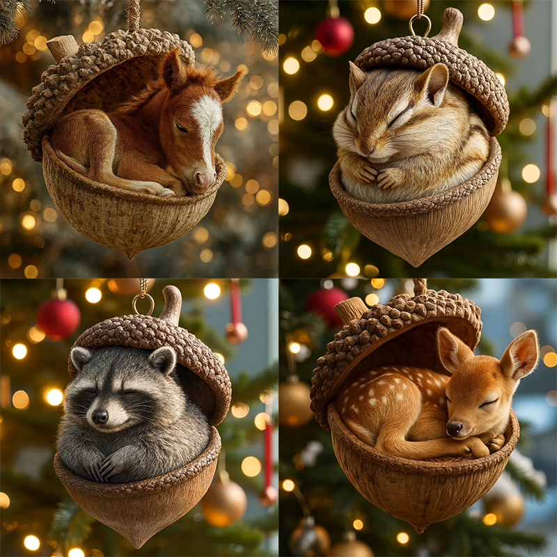 🎁❤Forest Animal Acorn Ornaments – Cozy Forest Christmas Ornaments