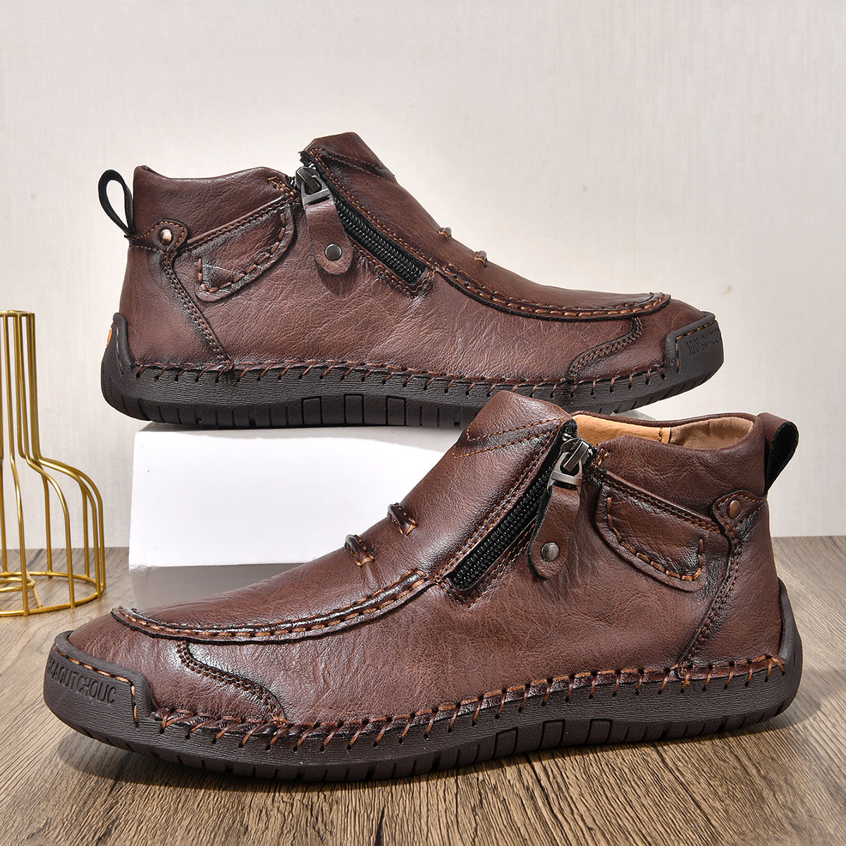 ⏰ Limited-Time 70% OFF – Men’s Handmade Leather Driving Boots | Wide Toe, Arch Support, Waterproof, Pressure Relief, Non-Slip Comfort for Everyday & Travel
