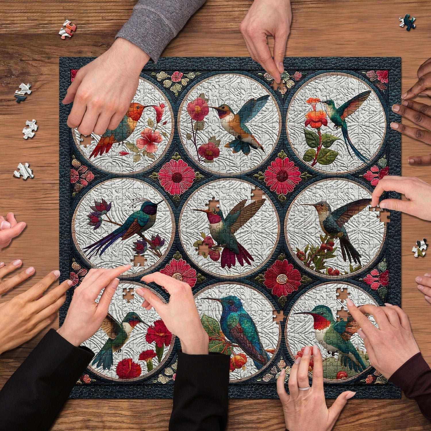 Hummingbirds Among Flowers Wooden Jigsaw Puzzles 1000 Pieces