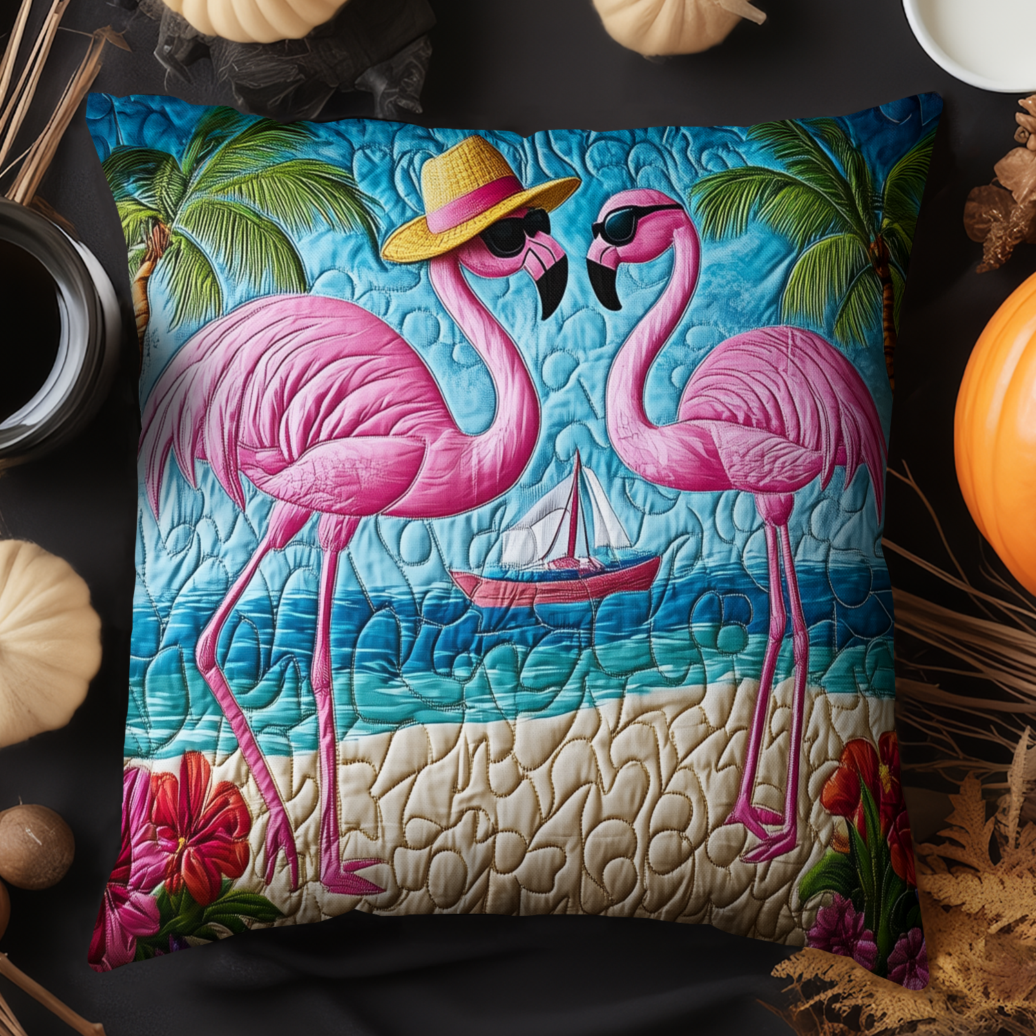 Flamingo Paradise Quilted Pillow Case NCU0NT5651