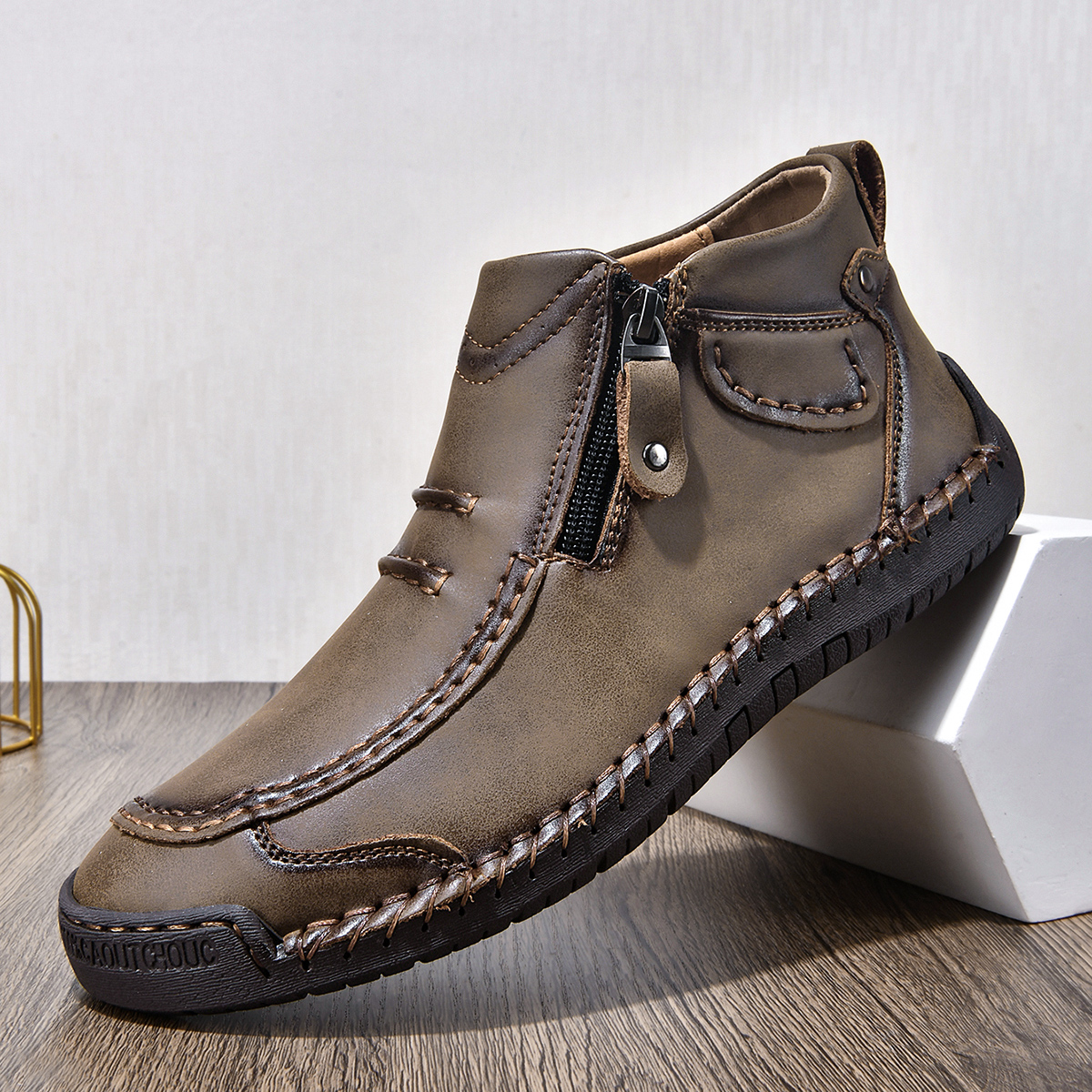 ⏰ Limited-Time 70% OFF – Men’s Handmade Leather Driving Boots | Wide Toe, Arch Support, Waterproof, Pressure Relief, Non-Slip Comfort for Everyday & Travel