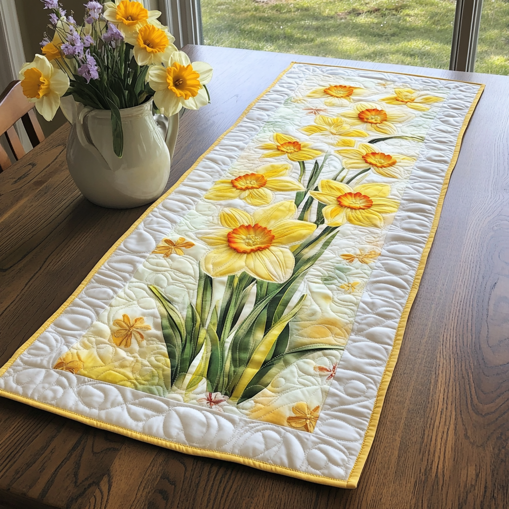 Floral Delight Quilted Table Runner NCU0VL1557