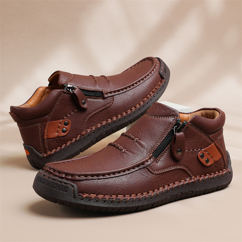 (🔥Lowest Price) Men's Handmade Cowhide Slip-On Orthopedic walking Shoes – Waterproof, Non-Slip, Wide Toe Fit