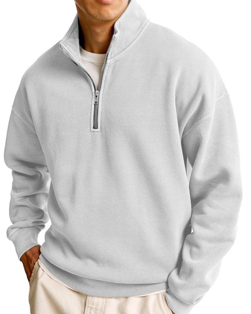 Men's Fashionable Casual Half-Zip Stand Collar Long-Sleeved Sweatshirt
