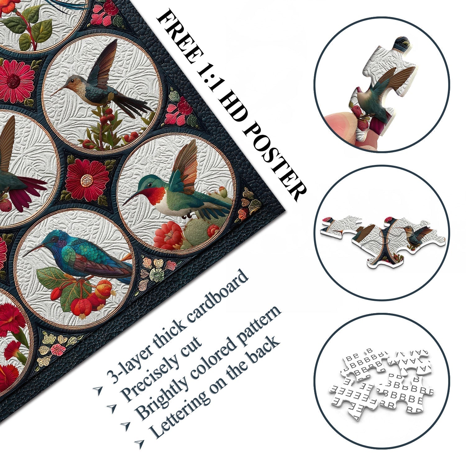 Hummingbirds Among Flowers Wooden Jigsaw Puzzles 1000 Pieces