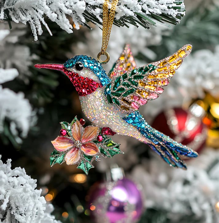 🔥Last Day 50% OFF -🐦Hummingbird Christmas Ornament✨Glittering Holiday Decoration💠(✨Same as in the video)
