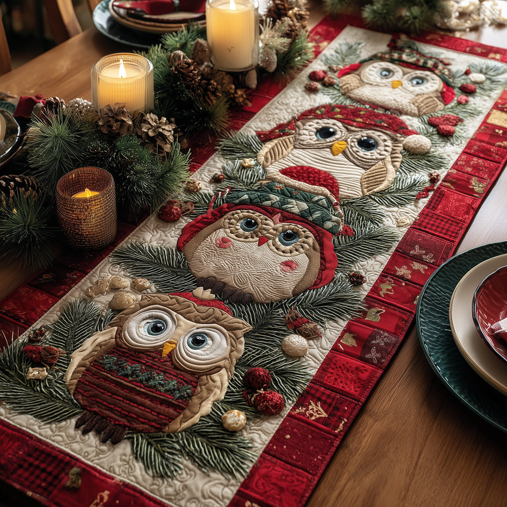 Merry Owl Nest Quilted Table Runner NCU0TH3412