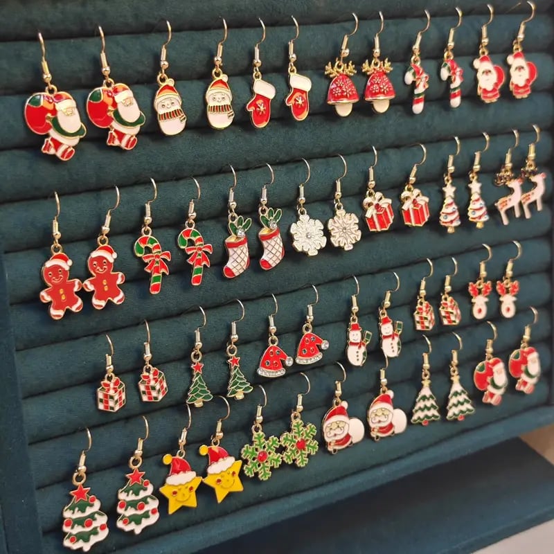 🎄🔔25 Pairs Christmas Themed Drop & Dangle Earrings Set 🫎