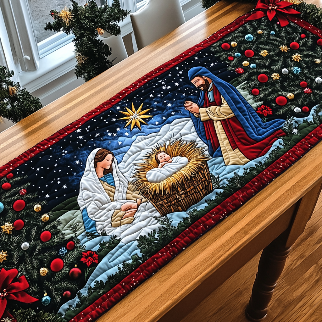 Nativity Quilted Table Runner NCU0VT314