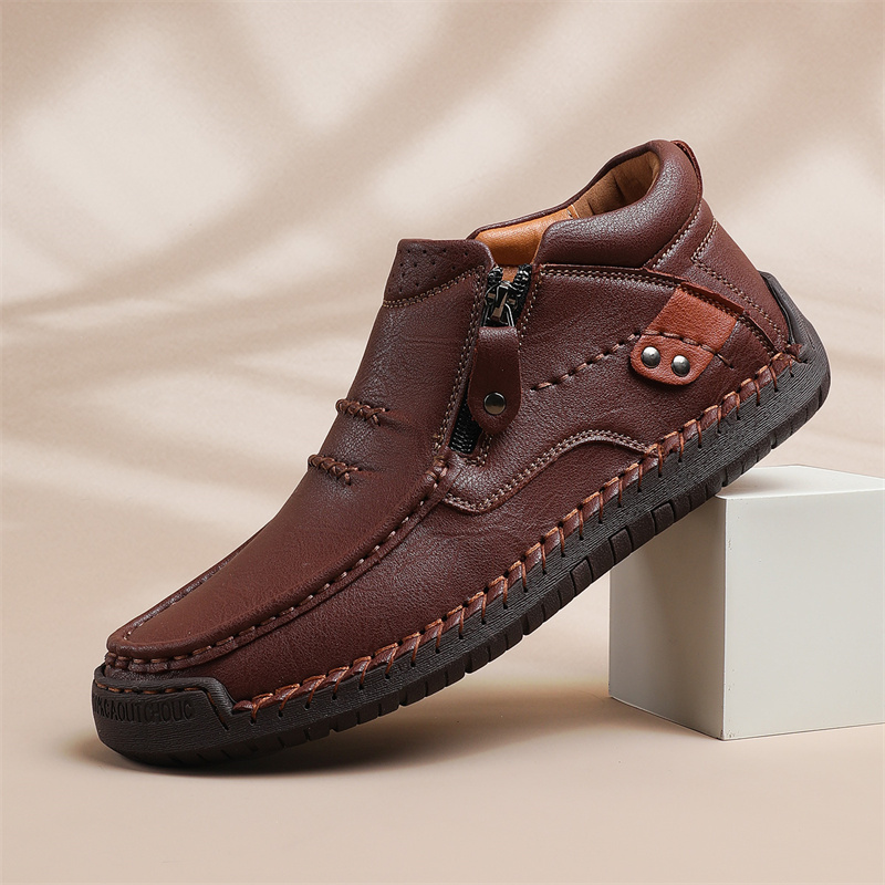 (🔥Lowest Price) Men's Handmade Cowhide Slip-On Orthopedic walking Shoes – Waterproof, Non-Slip, Wide Toe Fit