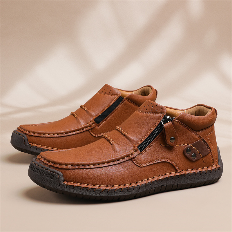 (🔥Lowest Price) Men's Handmade Cowhide Slip-On Orthopedic walking Shoes – Waterproof, Non-Slip, Wide Toe Fit