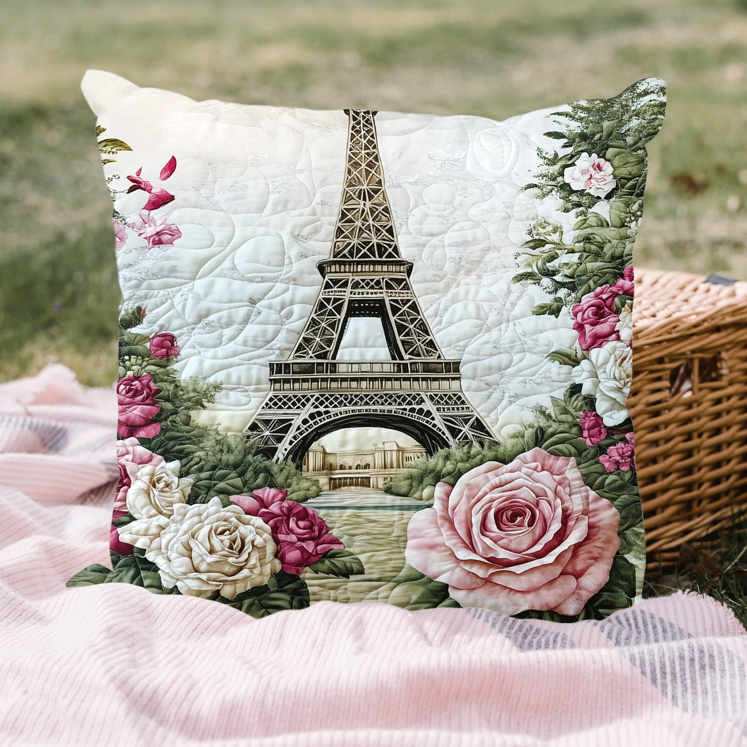 Charming Eiffel Quilted Pillow Case NCU0DV5392