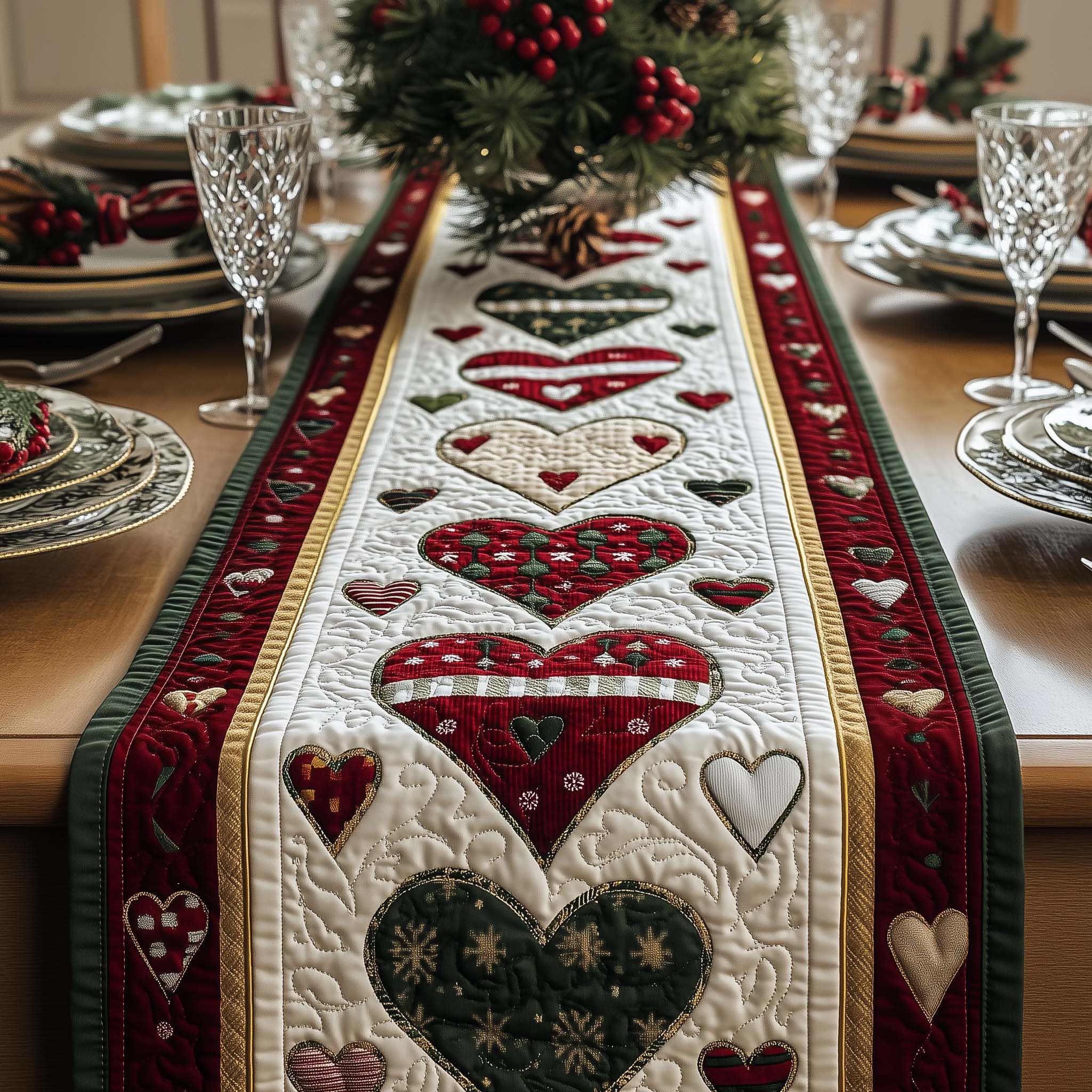 Holiday Patchwork Quilted Table Runner GFTOQA718