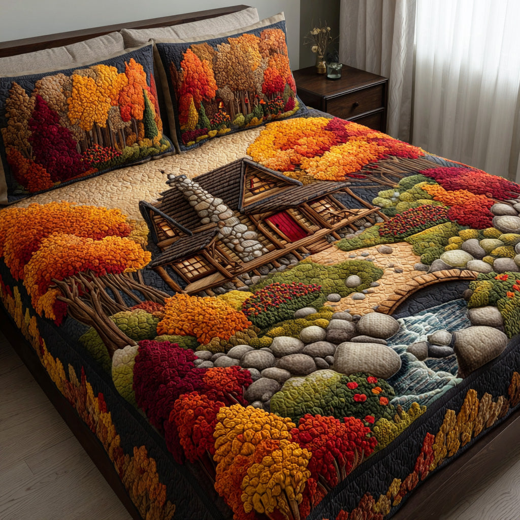 Harvest Maple Forest 3-Piece Quilted Bedding Set NCU0NTD1127
