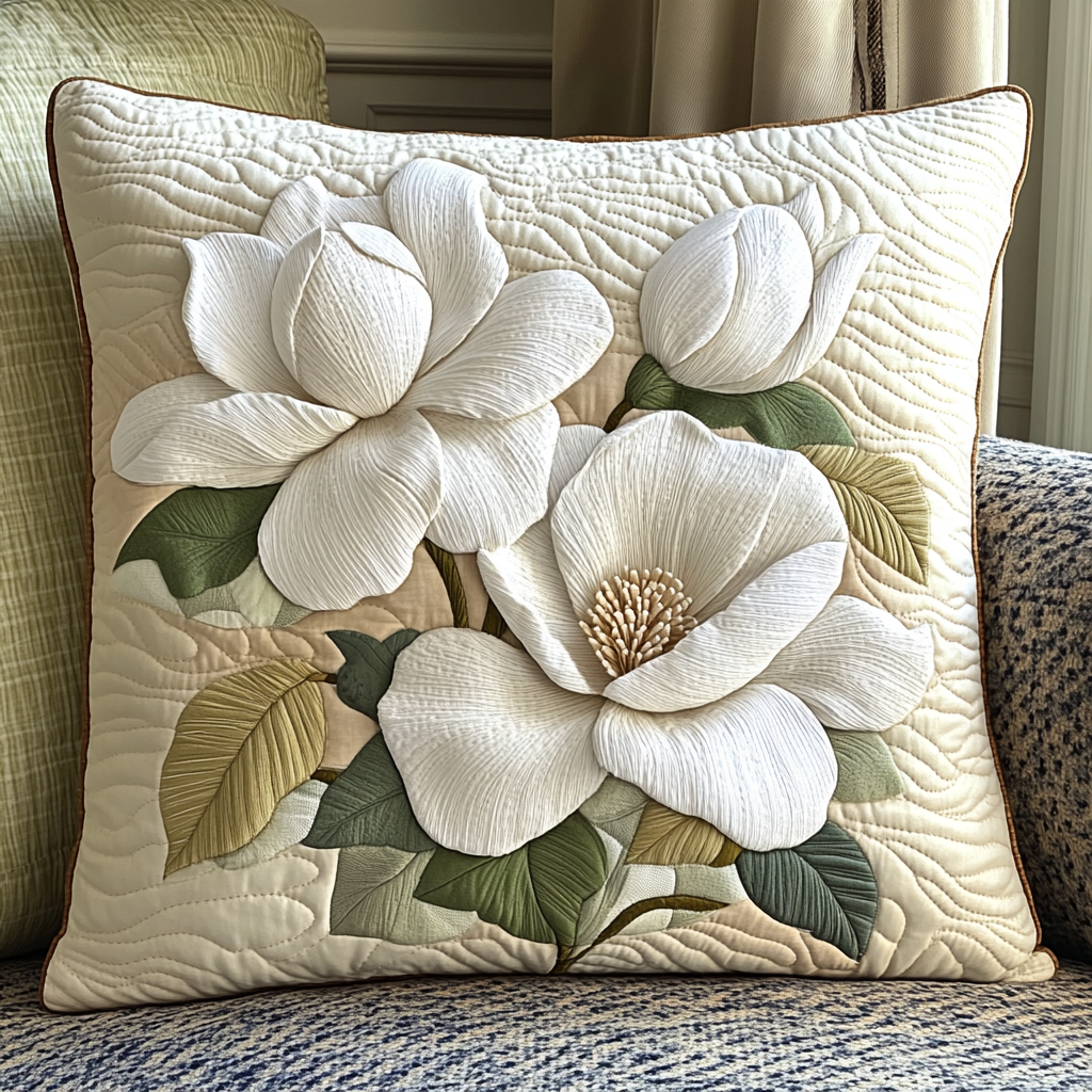 Magnolia Bloom Quilted Pillow Case NCU0VH3083