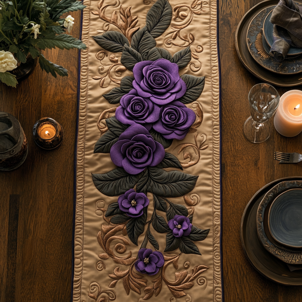 Royal Petals Quilted Table Runner NCU0DV3797