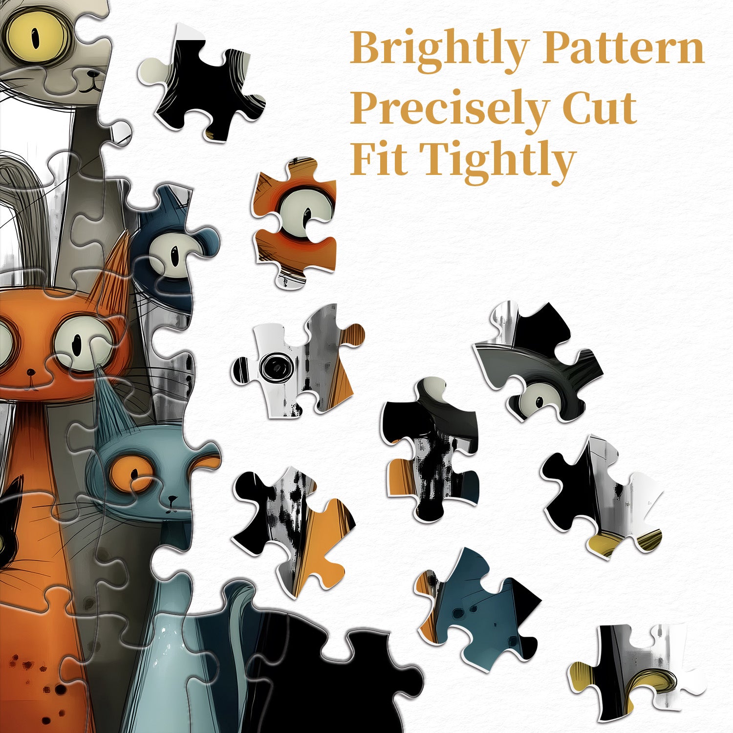 Whimsy Cats Wooden Jigsaw Puzzle 1000 Pieces
