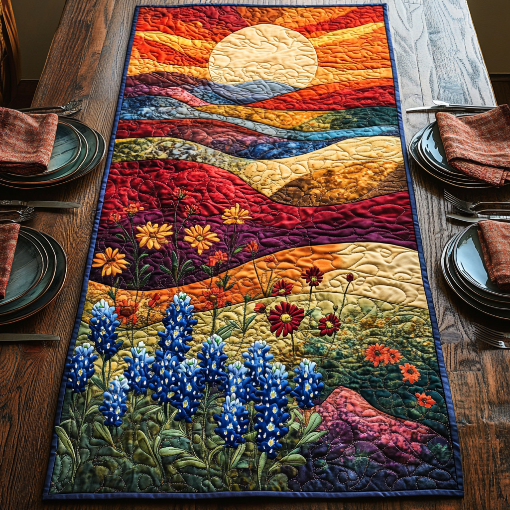 Bluebonnet Quilted Table Runner NCU0VT136