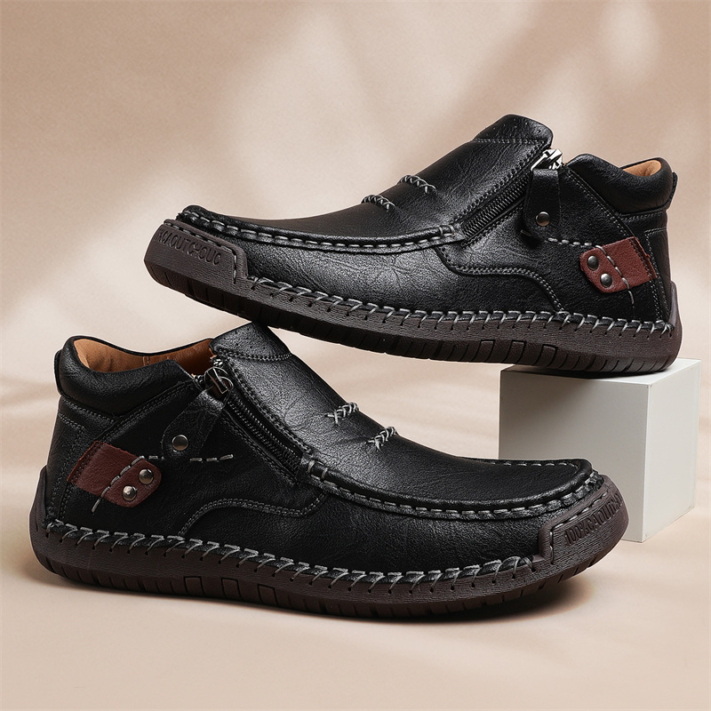 (🔥Lowest Price) Men's Handmade Cowhide Slip-On Orthopedic walking Shoes – Waterproof, Non-Slip, Wide Toe Fit