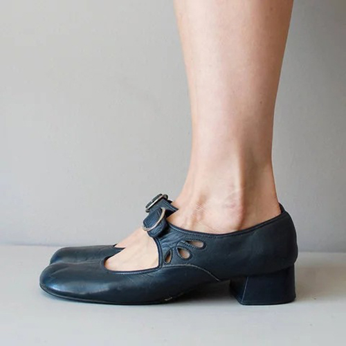 😍Last Day 50% OFF😍-Women's Orthopedic Low Heel Buckle Shallow Mouth Leather Shoes