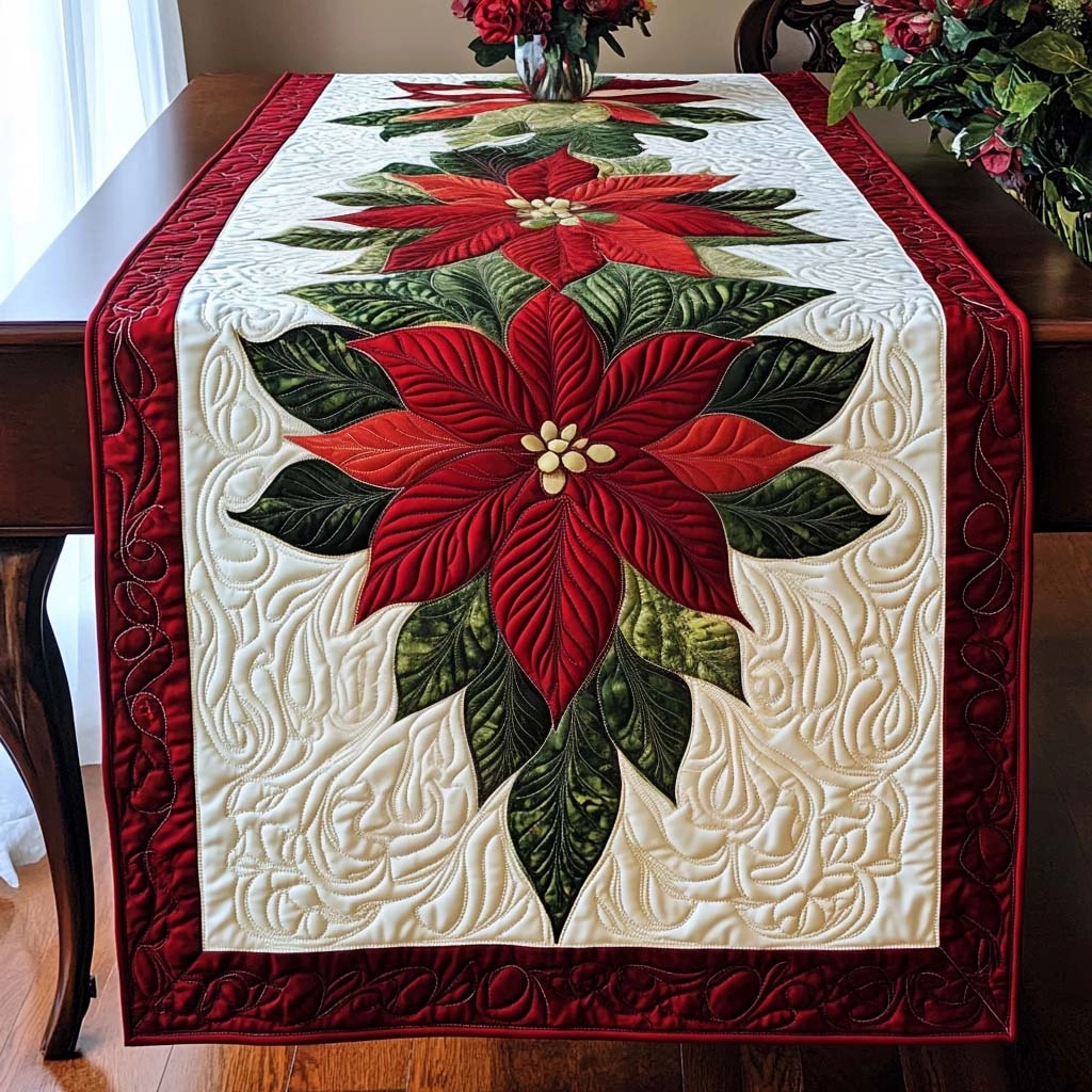 Crimson Wings Quilted Table Runner NCU0TH1915