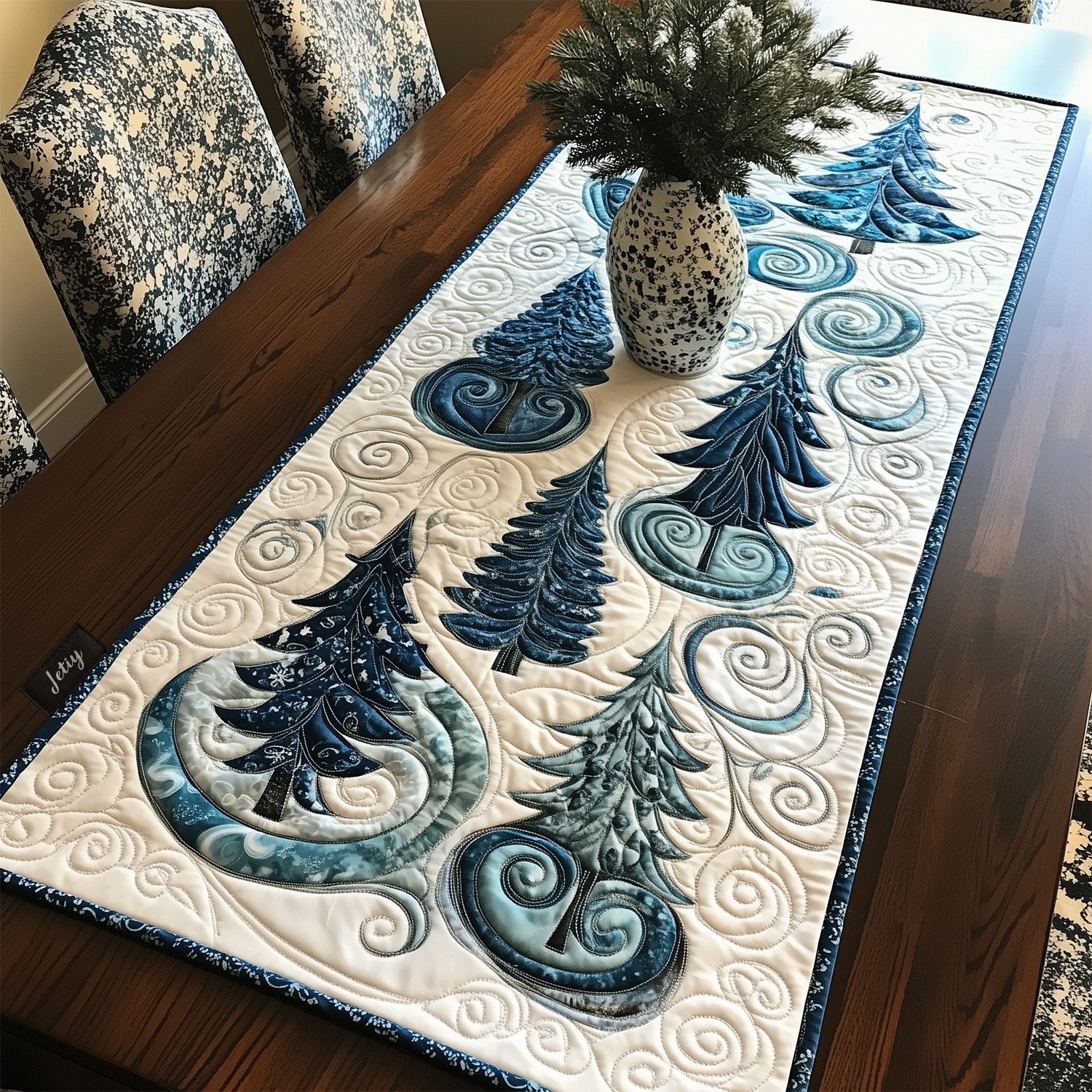 Snowy Pine Delight Quilted Table Runner NCU0PT2133