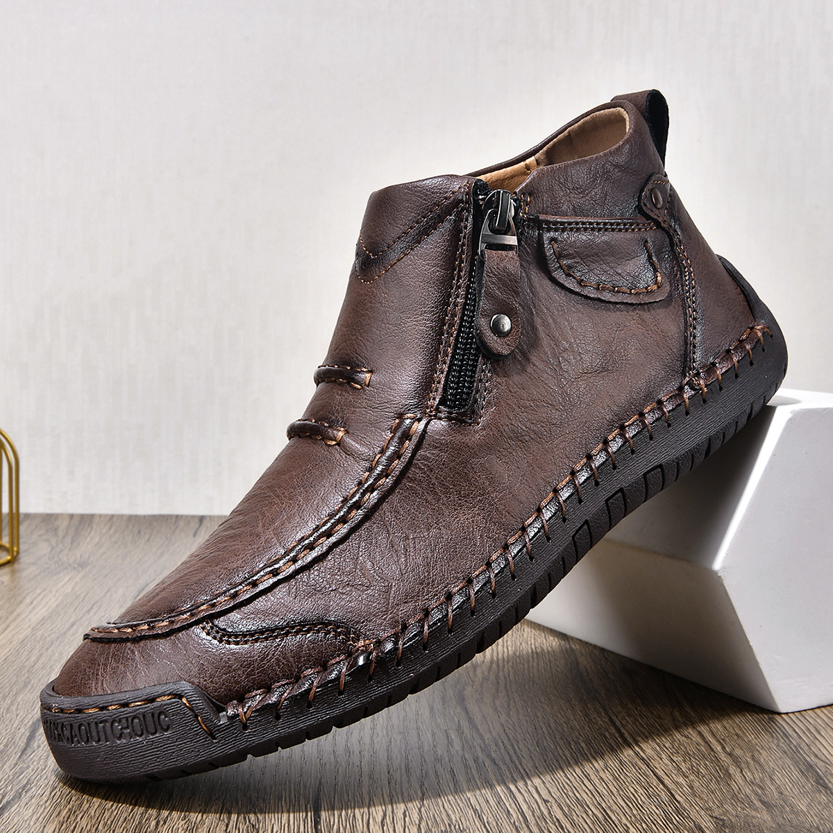 ⏰ Limited-Time 70% OFF – Men’s Handmade Leather Driving Boots | Wide Toe, Arch Support, Waterproof, Pressure Relief, Non-Slip Comfort for Everyday & Travel