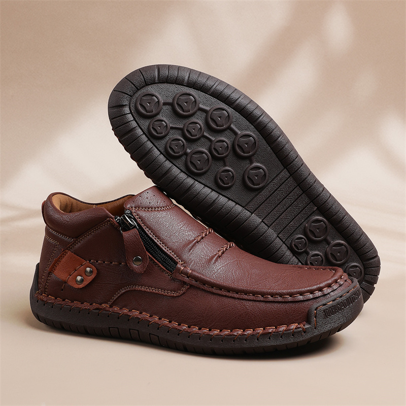 (🔥Lowest Price) Men's Handmade Cowhide Slip-On Orthopedic walking Shoes – Waterproof, Non-Slip, Wide Toe Fit