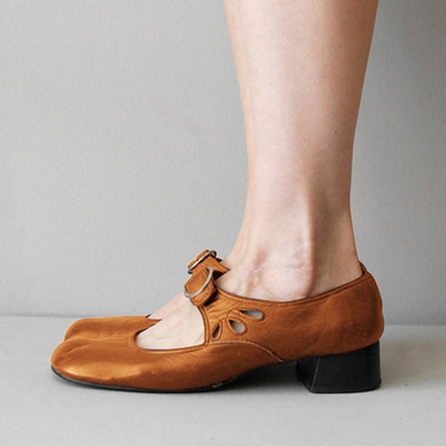 😍Last Day 50% OFF😍-Women's Orthopedic Low Heel Buckle Shallow Mouth Leather Shoes