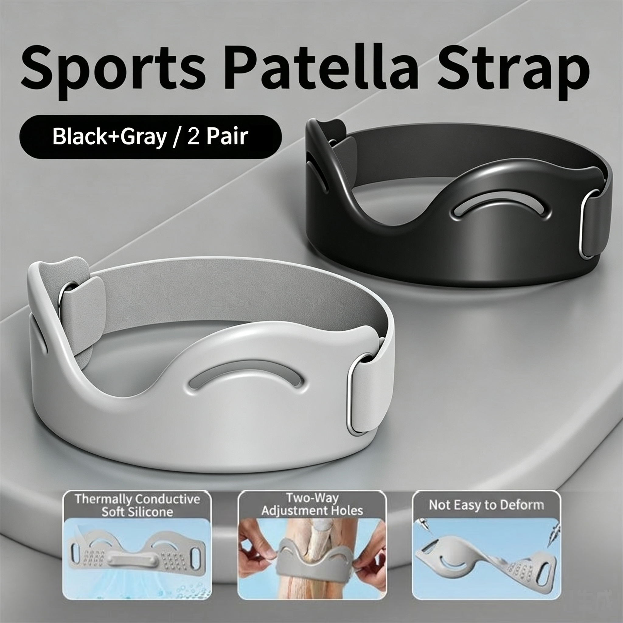🔥Limited Time Promotion 40% OFF🔥Silicone Knee Patella Strap-Shock-Absorbing & Breathable Support