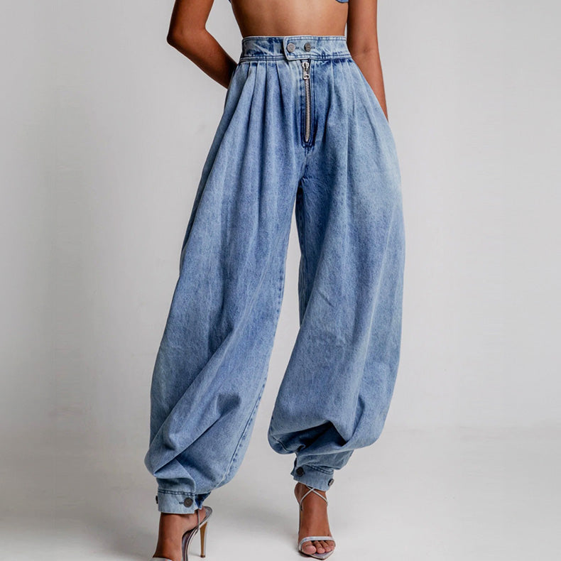 New summer women's high-waisted casual retro jeans