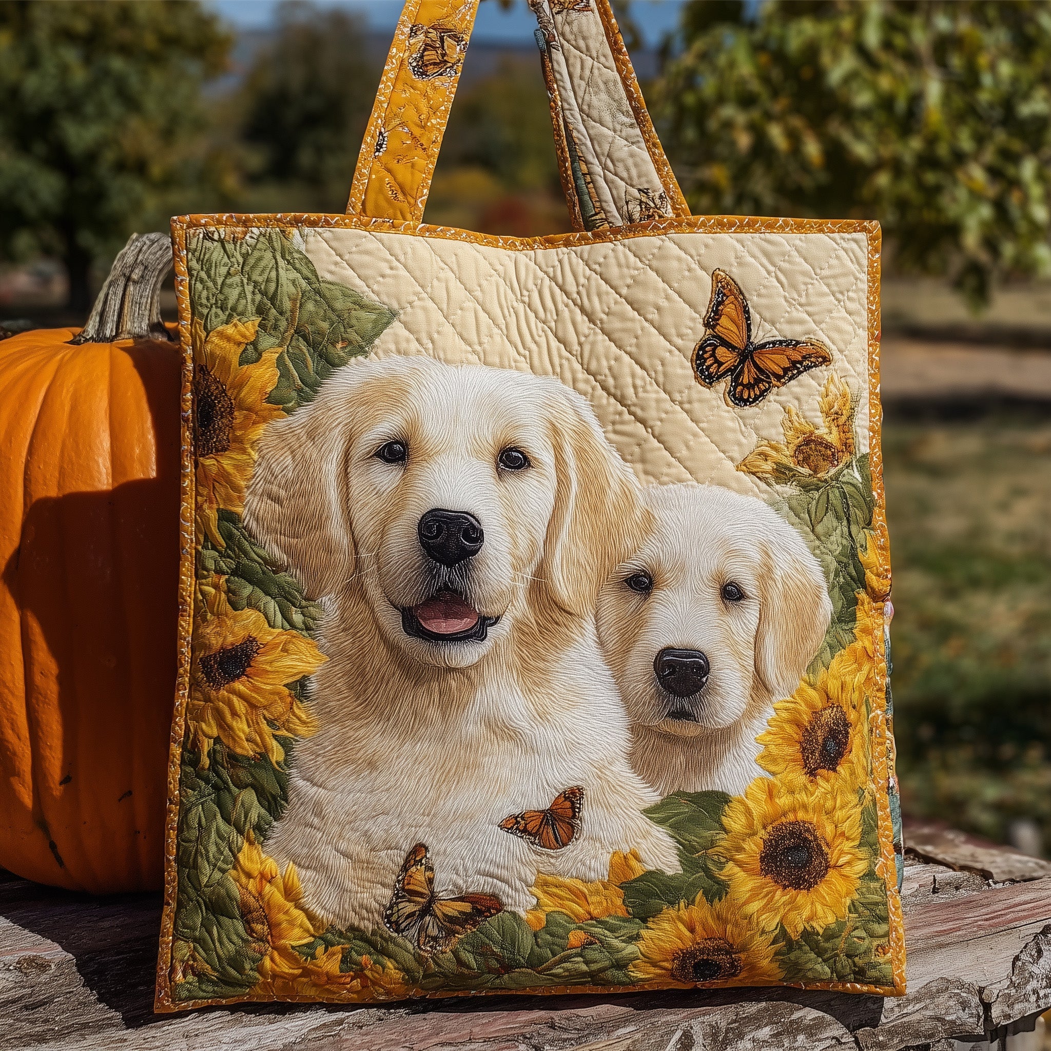Happy Golden Retriever Quilted Tote Bag GFTONT2349
