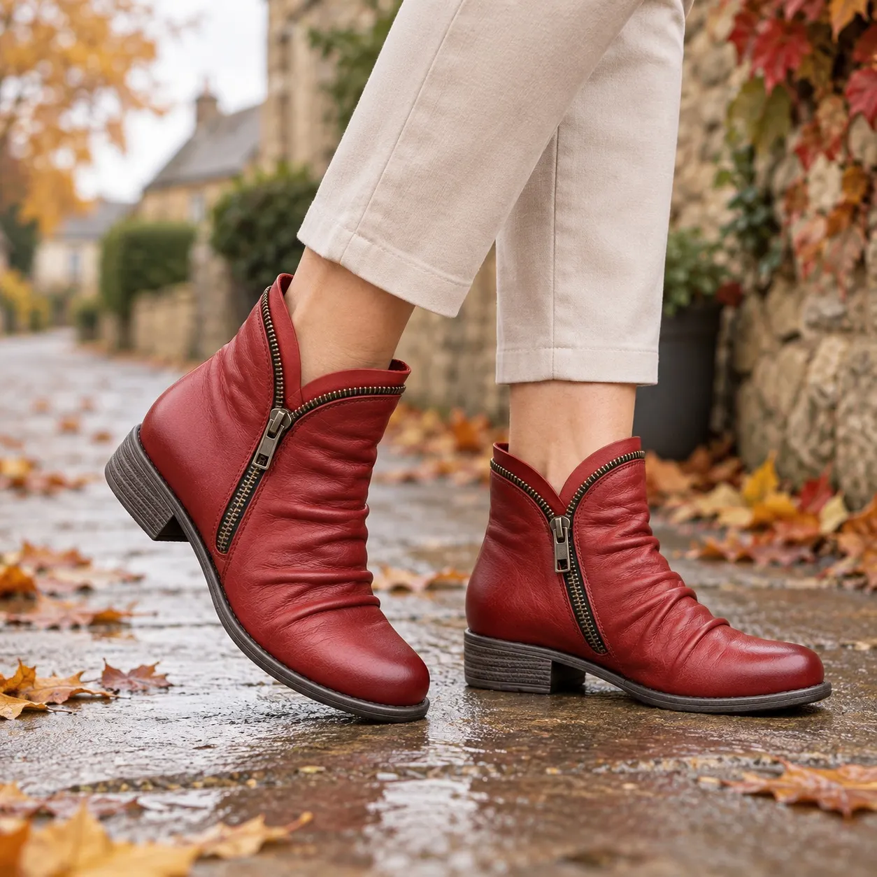 🔥Last Day 50% OFF - Women's Side Zipper Orthopaedic Leather Ankle Boots | Joint-Relief